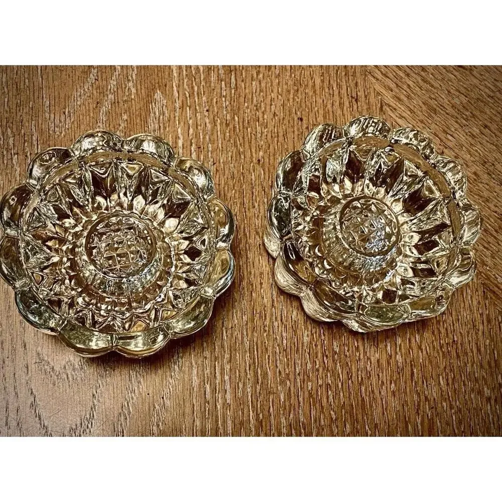 Vintage Princess House Pair of Reversible 3-Way Ribbed Crystal Candle Holders‎